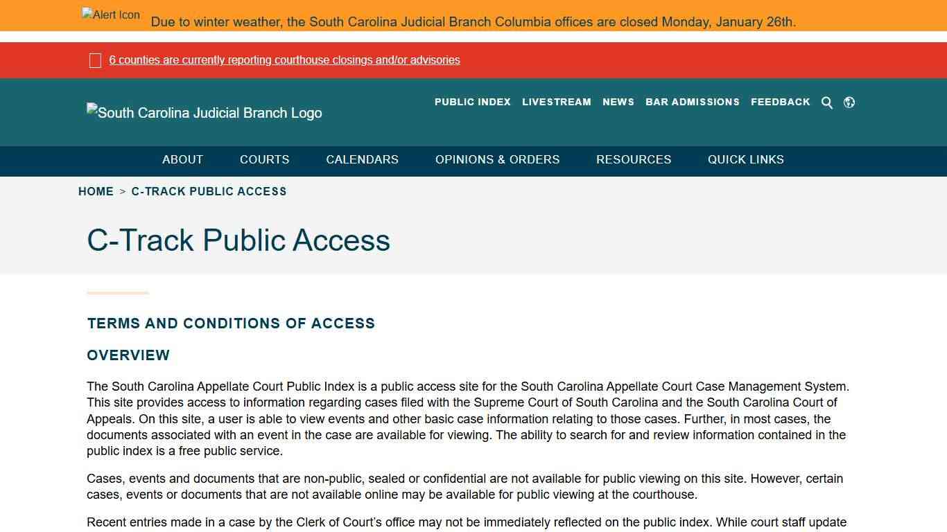 C-Track Public Access - South Carolina Judicial Branch