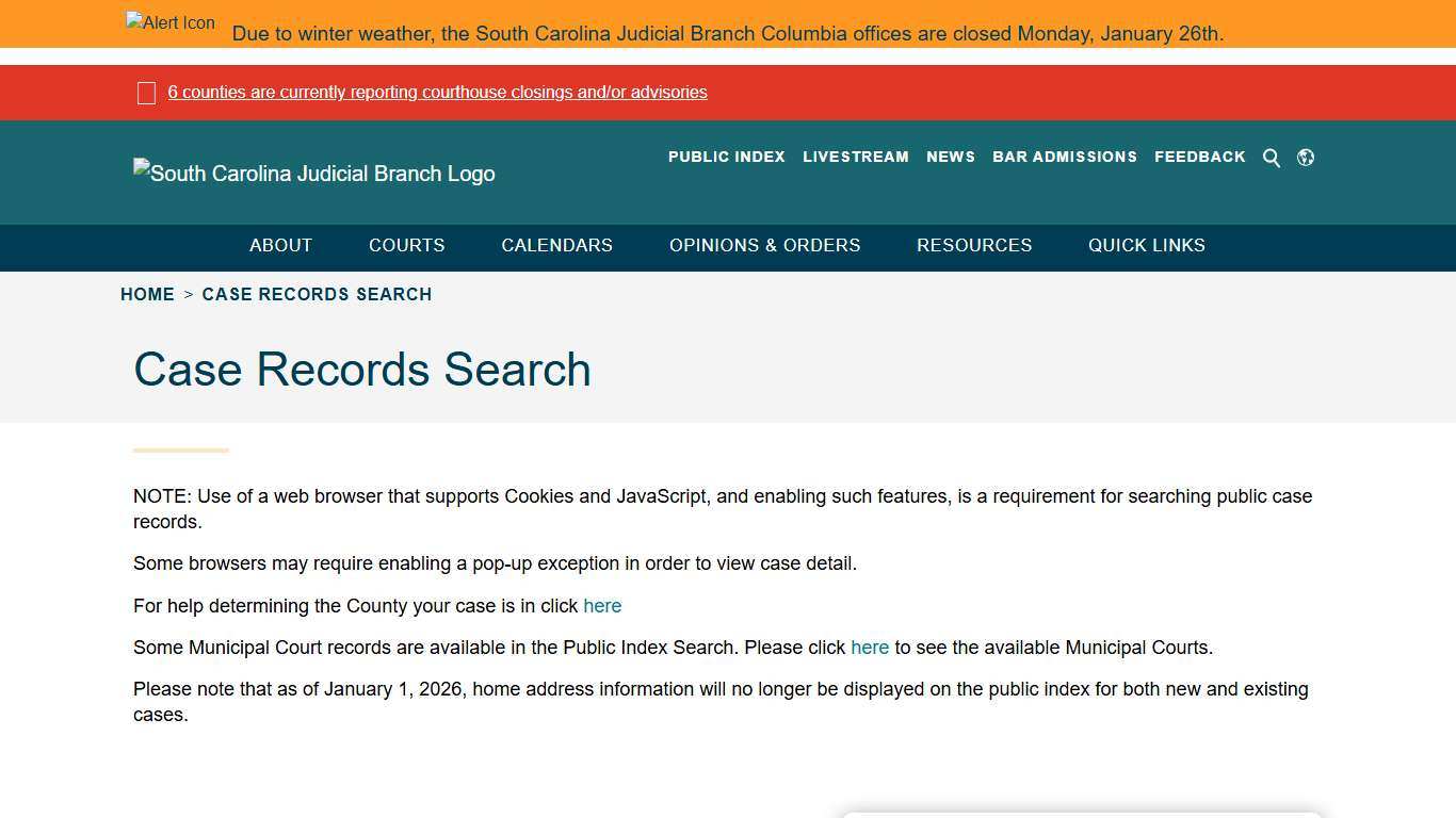 Case Records Search - South Carolina Judicial Branch